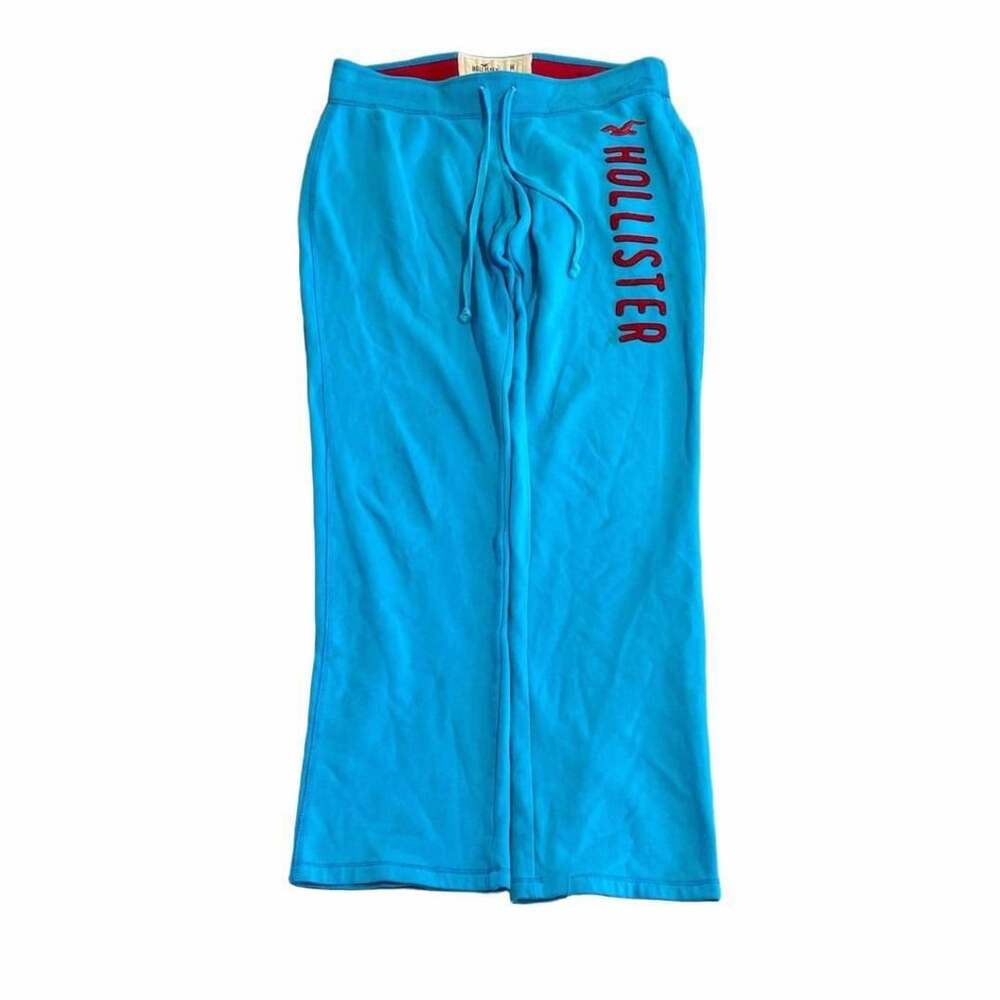 Hollister Sweatpants Size M Blue Red Logo Drawstring Y2K